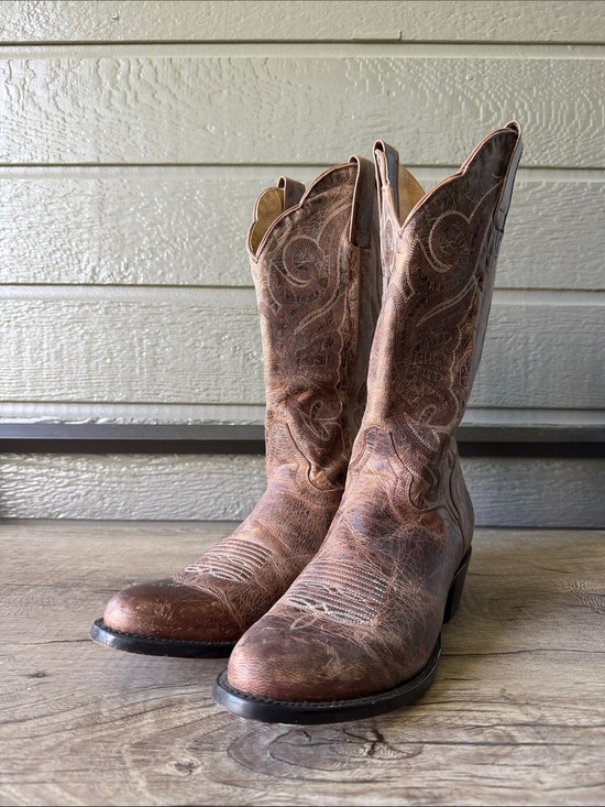 J.B. Dillon Other - J B Dillan Womens Round Toe Pull On Classic Brown Leather Western Boots size 8 B